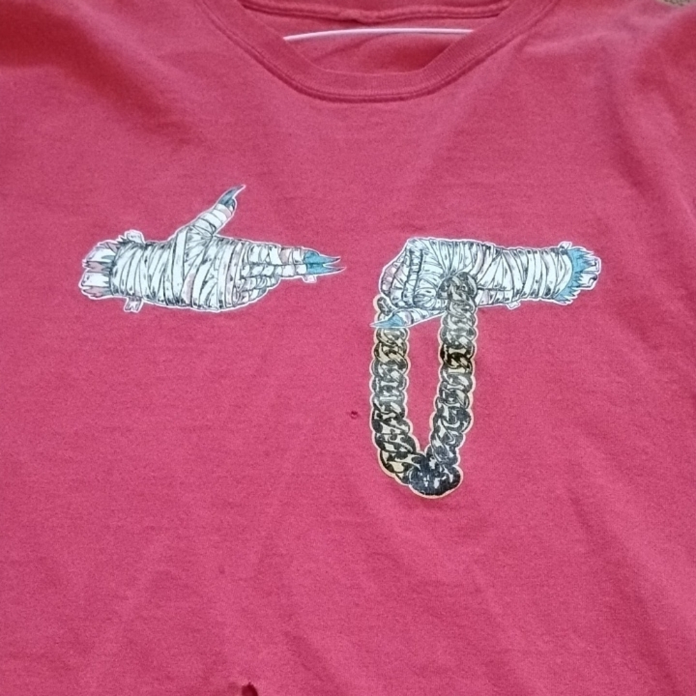 Vintage Custom R2J Run The Jewels red shirt Hip Hop Killer Mike EL-P Distressed